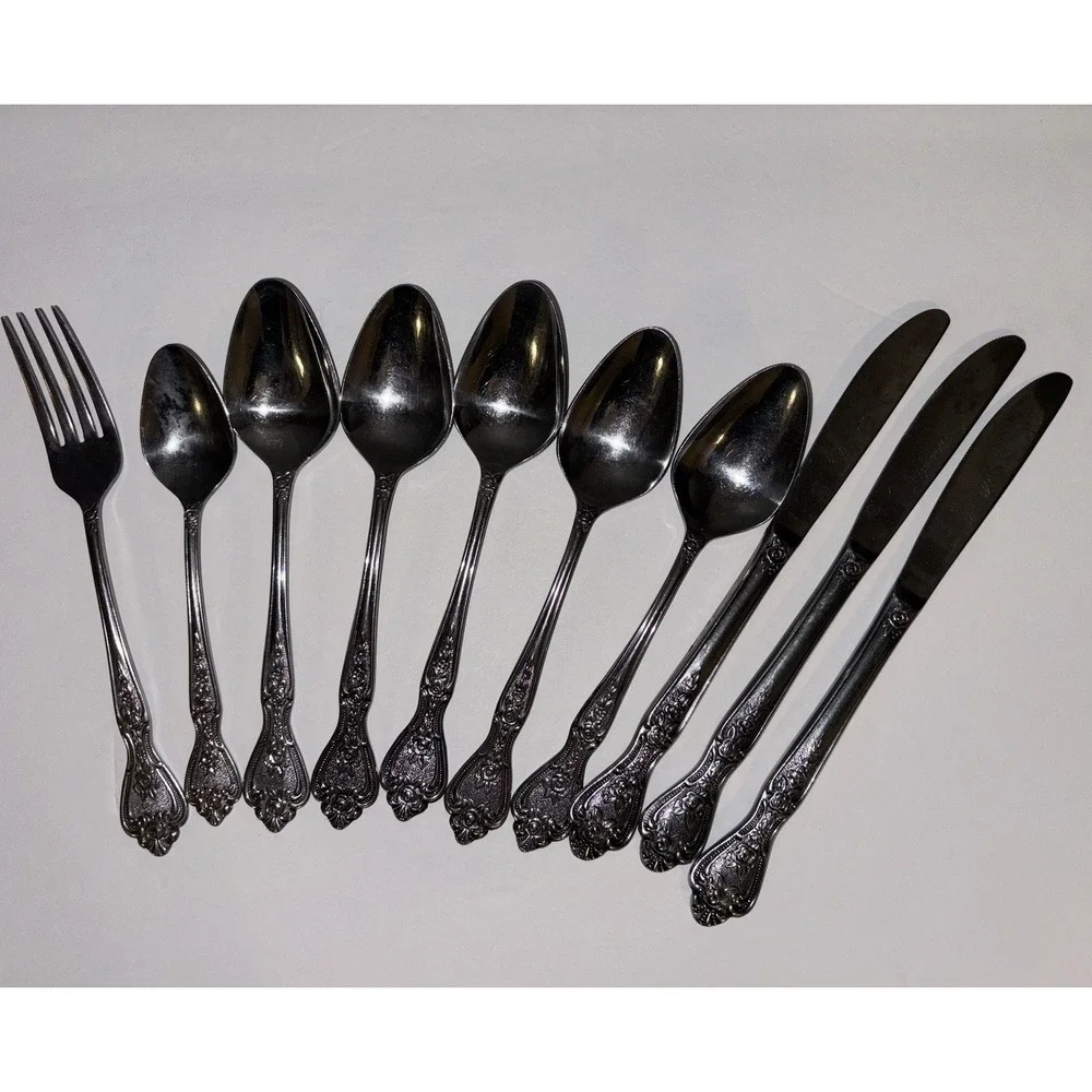 10 Piece Set Normandy Stainless Japan Floral‎ Flatware 10 Piece Lot